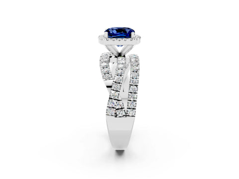 White gold Cushion Cut Cut Halo Split Shank Prong Setting Ring_14