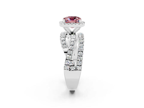 White gold Cushion Cut Cut Halo Split Shank Prong Setting Ring_14