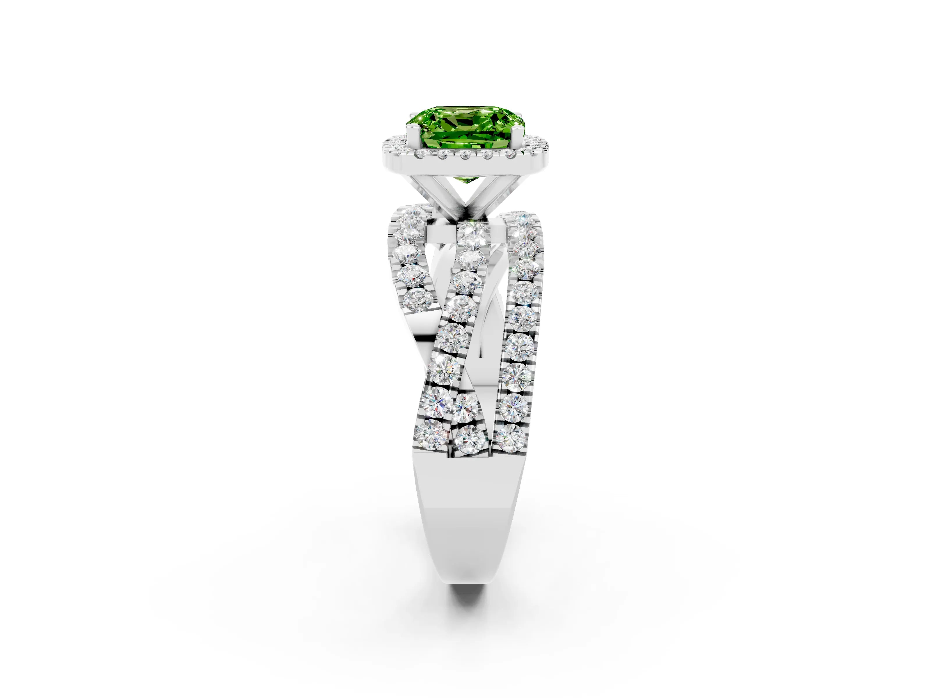 White gold Cushion Cut Cut Halo Split Shank Prong Setting Ring_14