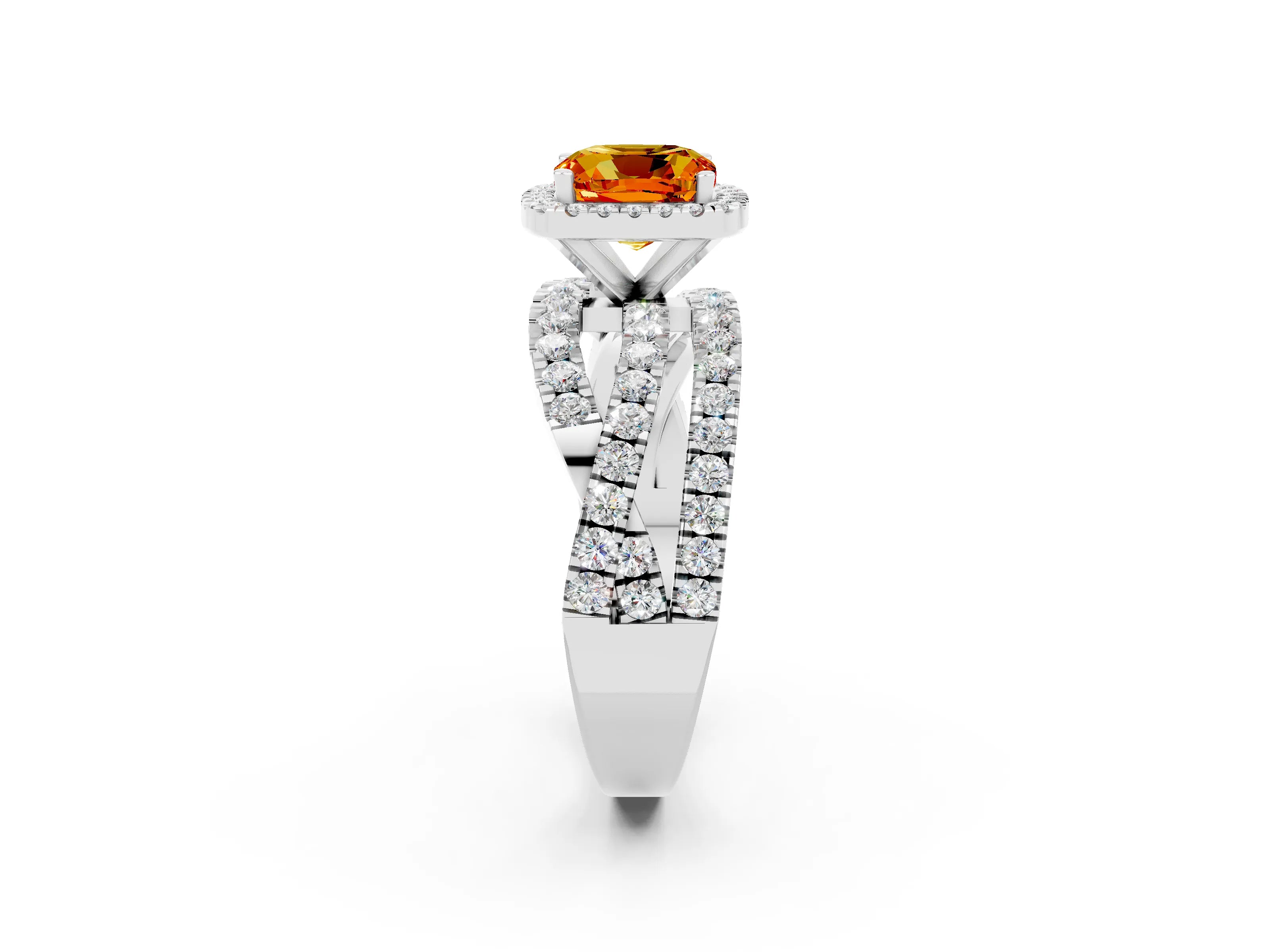 White gold Cushion Cut Cut Halo Split Shank Prong Setting Ring_14