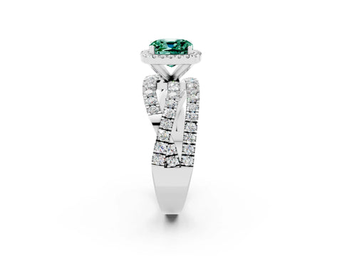 White gold Cushion Cut Cut Halo Split Shank Prong Setting Ring_14