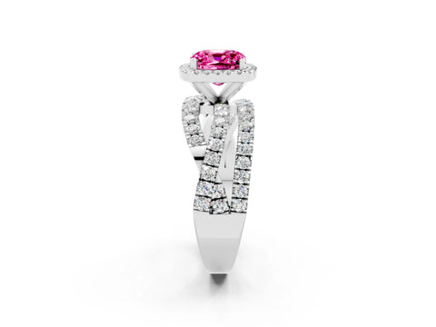 White gold Cushion Cut Cut Halo Split Shank Prong Setting Ring_14