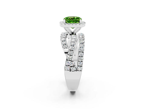 White gold Cushion Cut Cut Halo Split Shank Prong Setting Ring_14