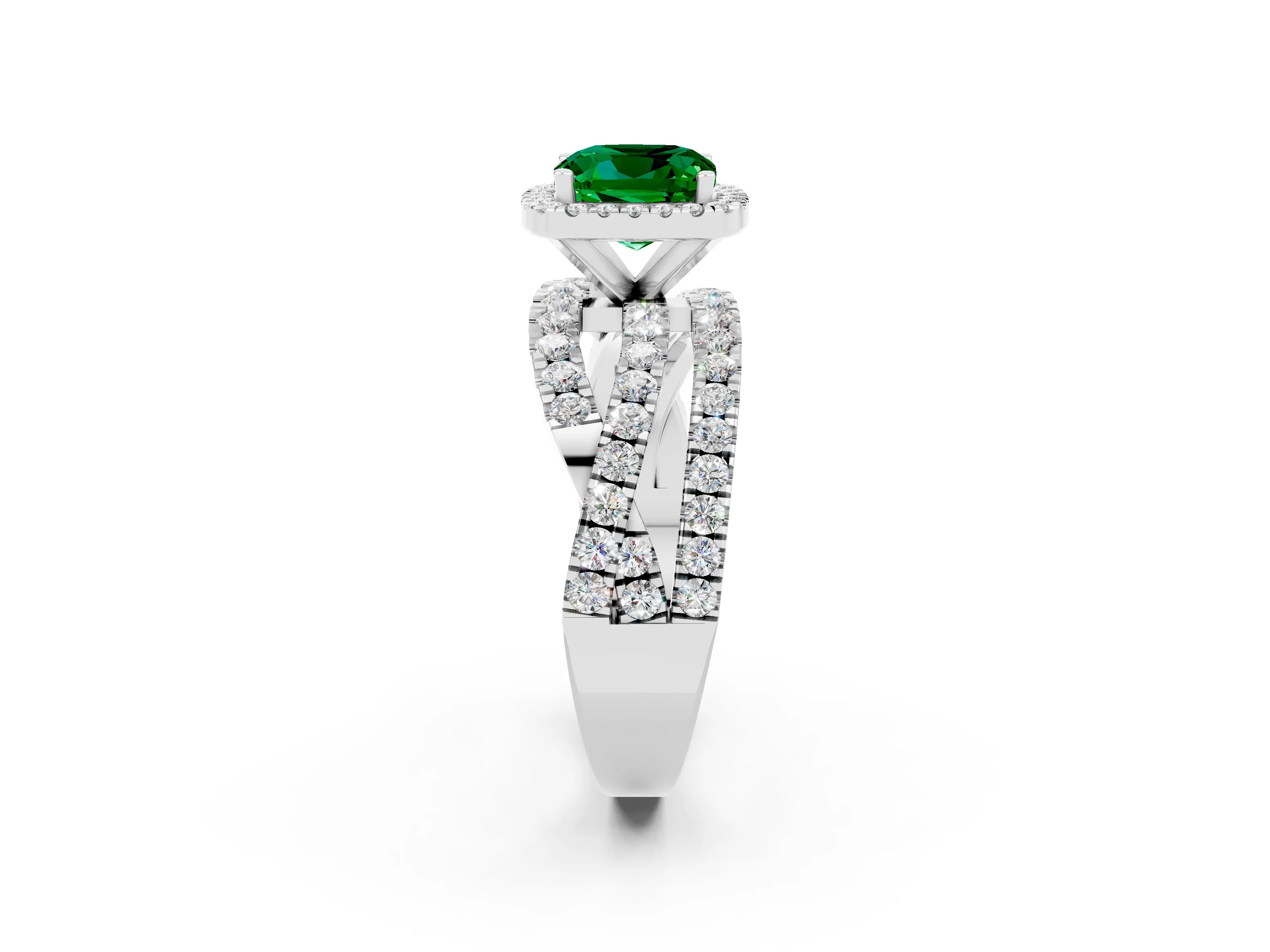 White gold Cushion Cut Cut Halo Split Shank Prong Setting Ring_14