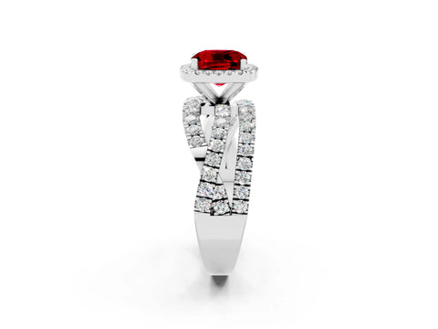 White gold Cushion Cut Cut Halo Split Shank Prong Setting Ring_14