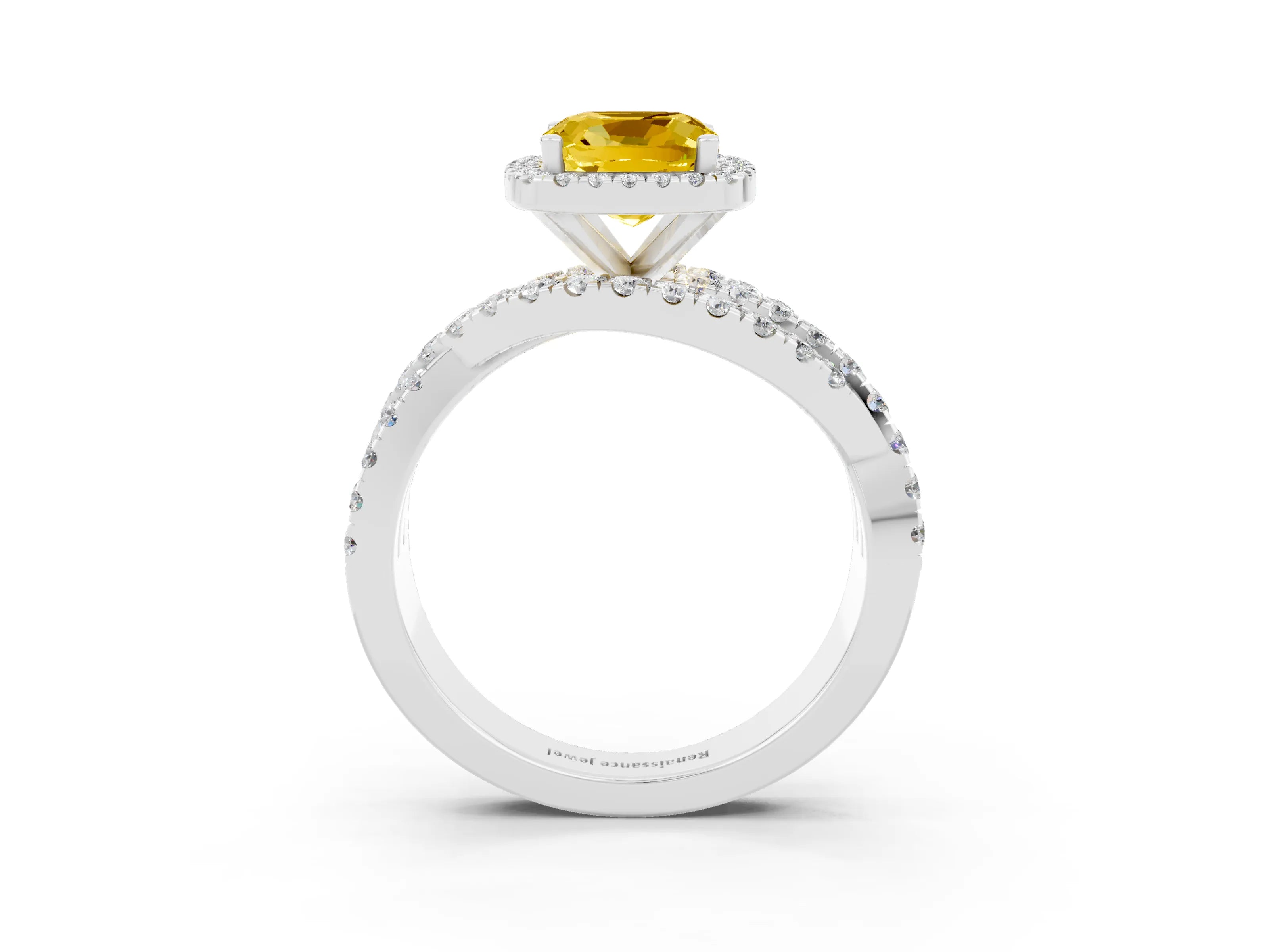 White gold Cushion Cut Cut Halo Split Shank Prong Setting Ring_15