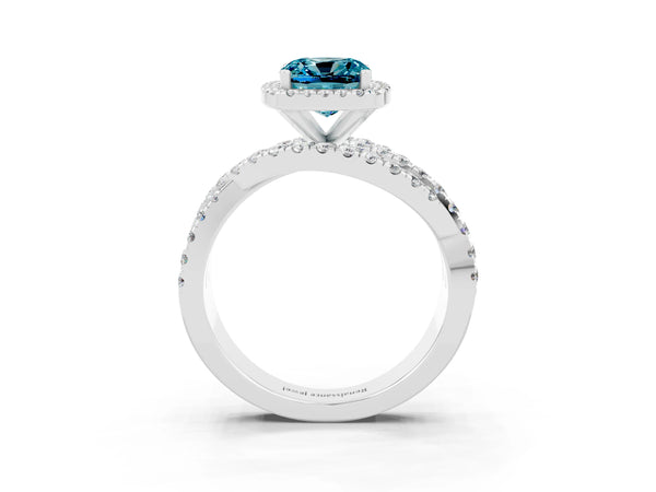 Platinum Cushion Cut Cut Halo Split Shank Prong Setting Ring
