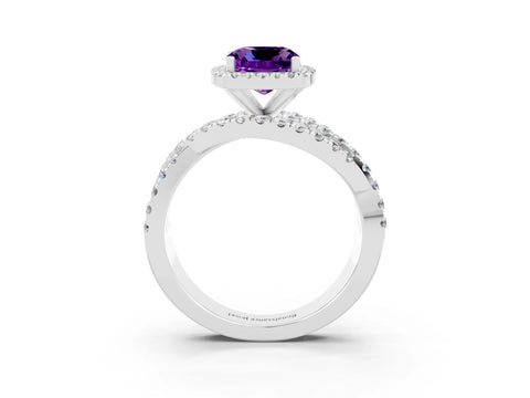 White gold Cushion Cut Cut Halo Split Shank Prong Setting Ring_15