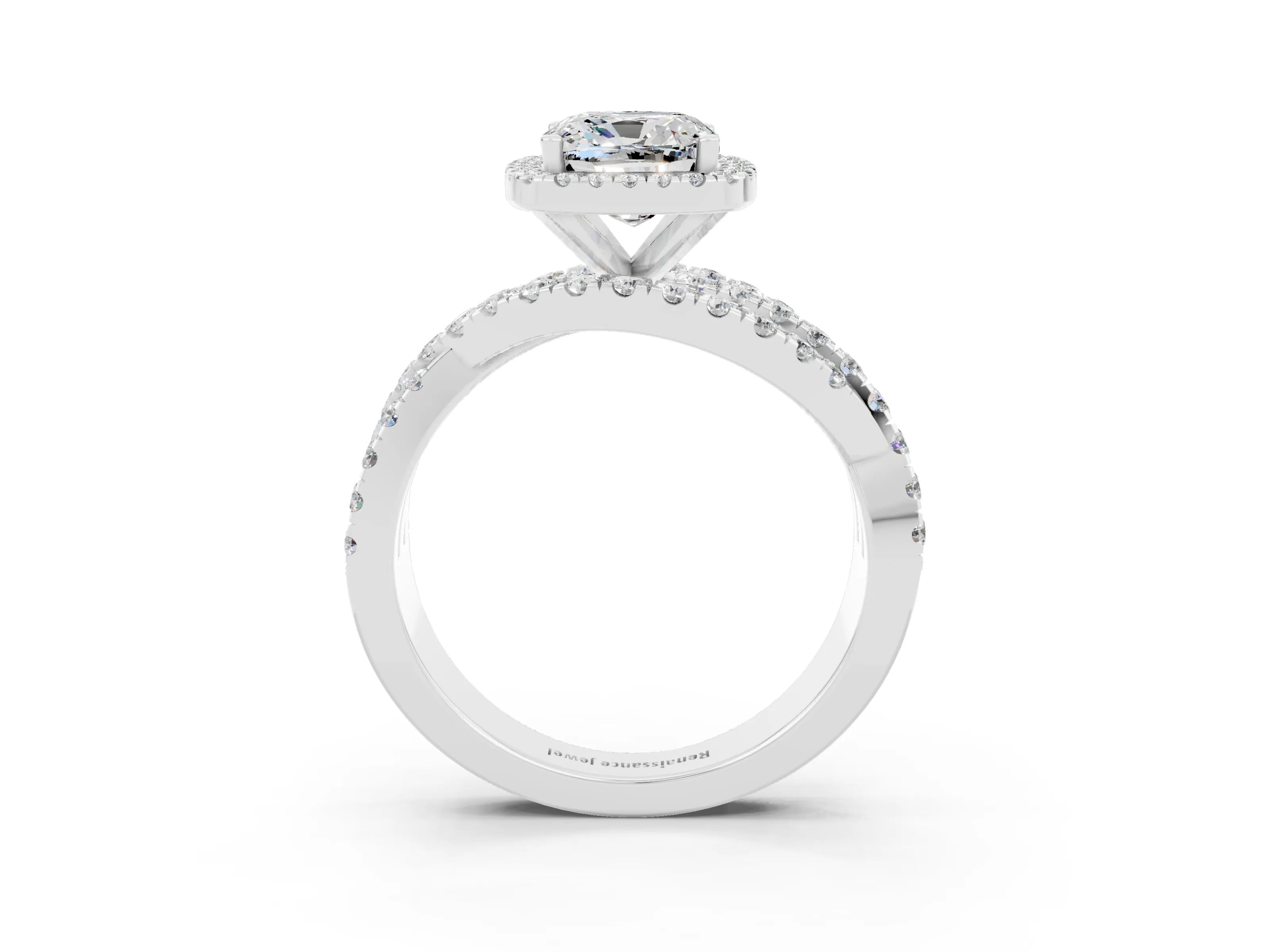 White gold Cushion Cut Cut Halo Split Shank Prong Setting Ring_15