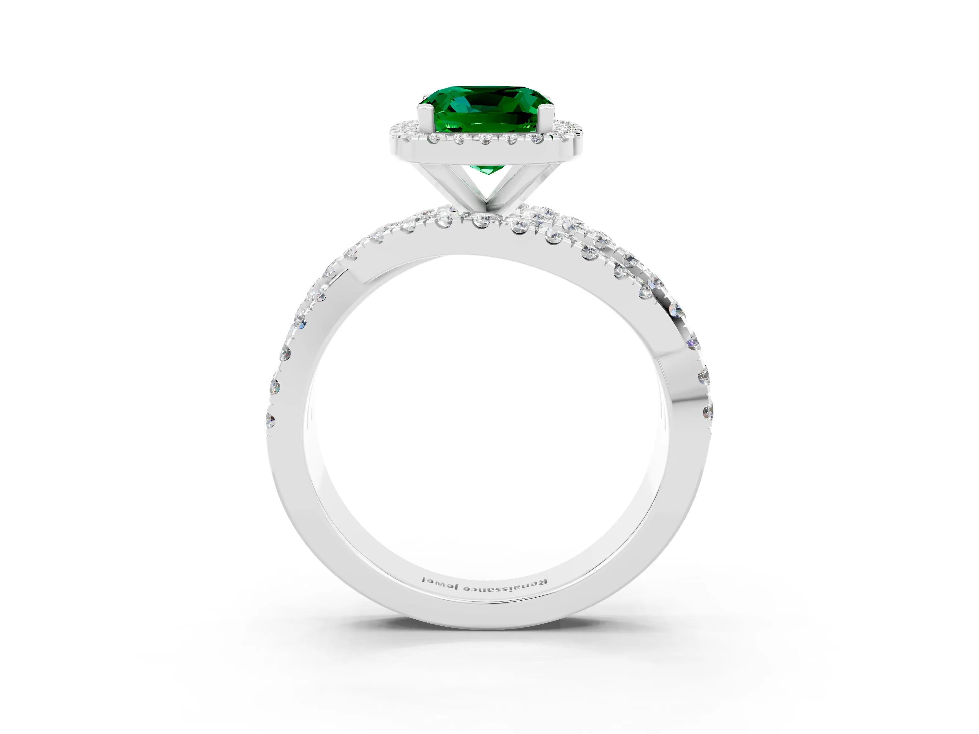 White gold Cushion Cut Cut Halo Split Shank Prong Setting Ring_15