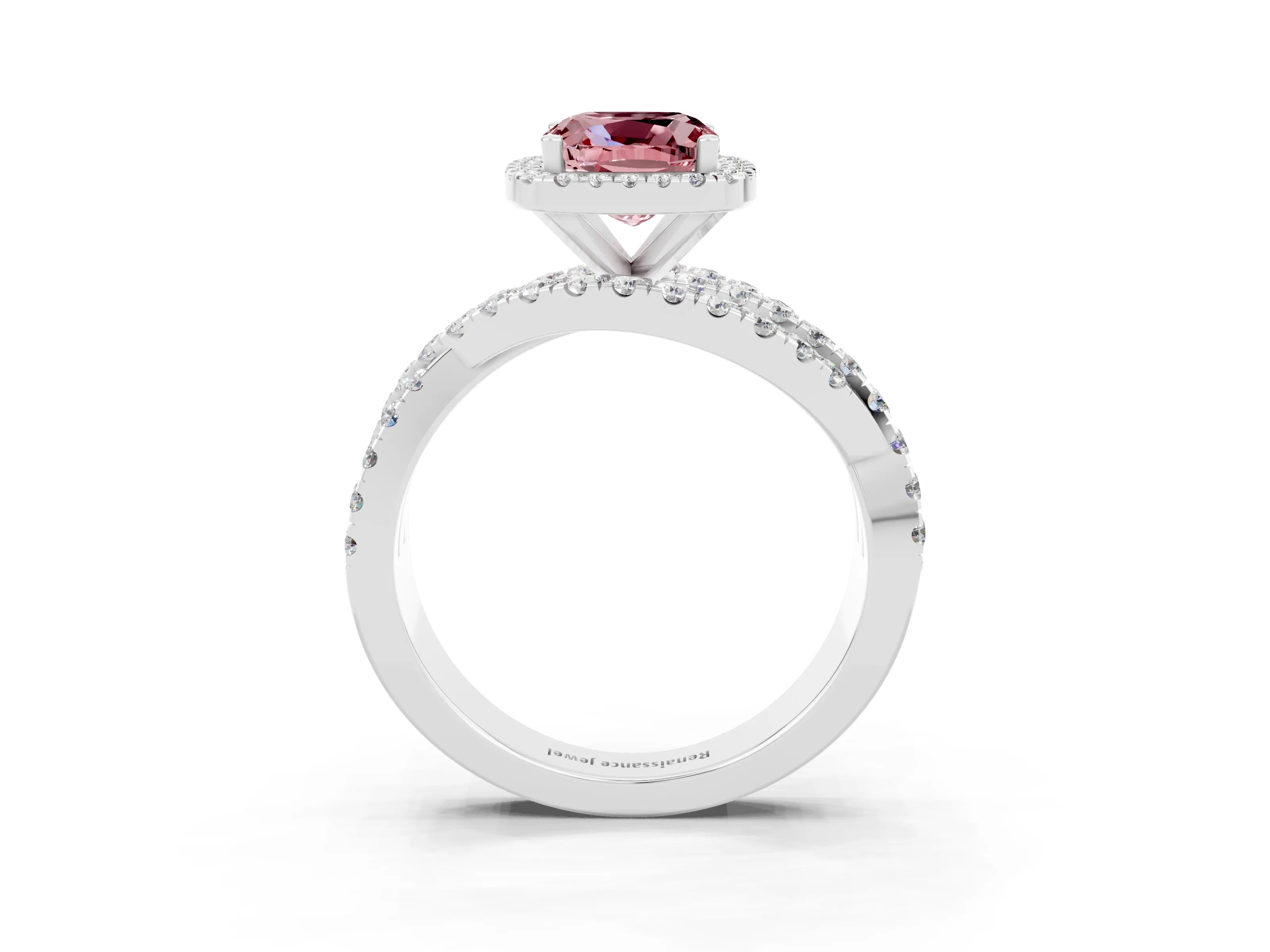 White gold Cushion Cut Cut Halo Split Shank Prong Setting Ring_15