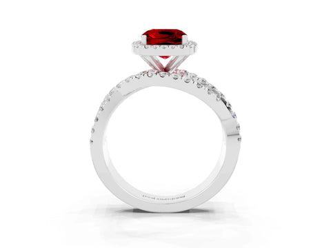 White gold Cushion Cut Cut Halo Split Shank Prong Setting Ring_15