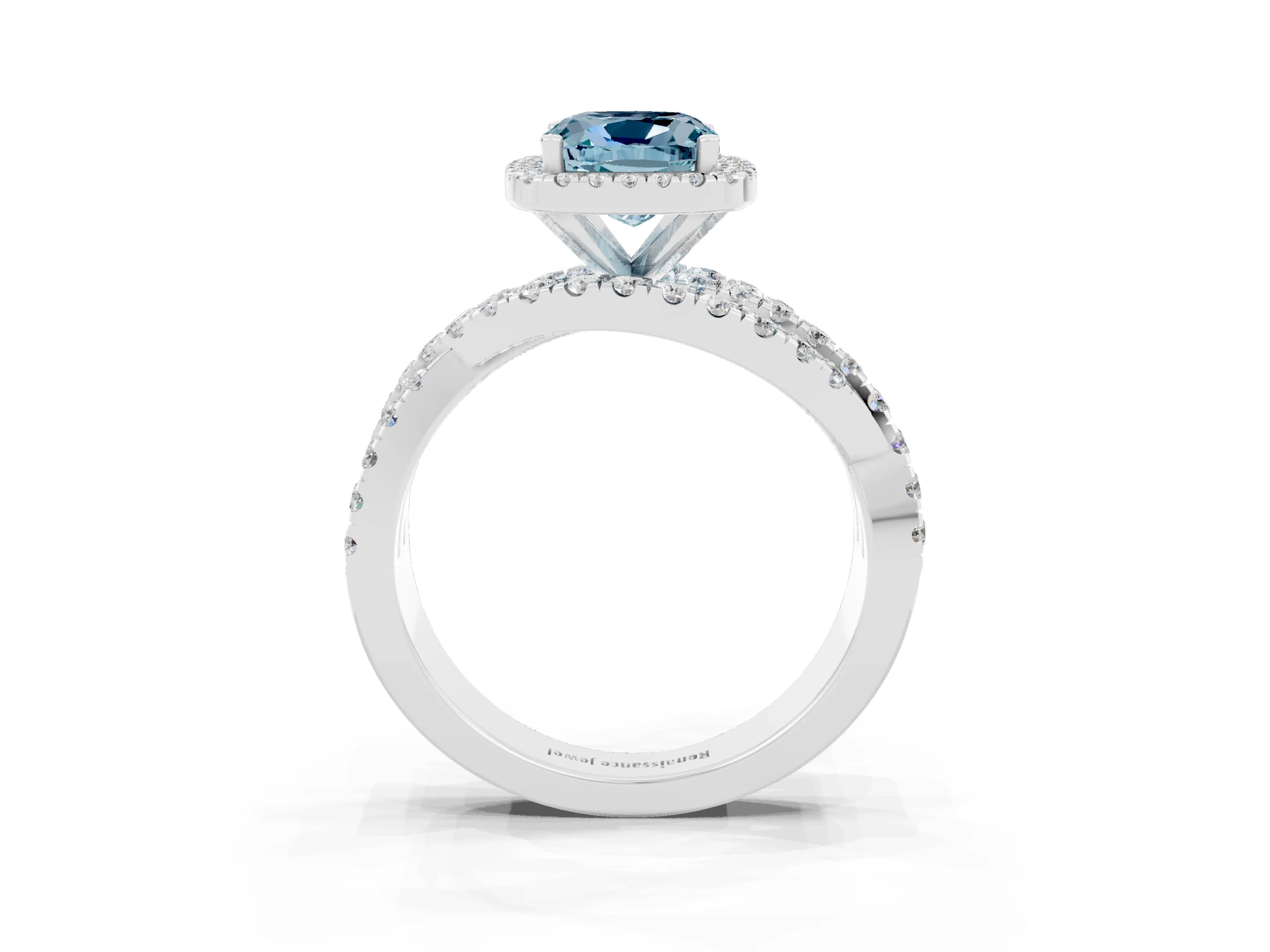 White gold Cushion Cut Cut Halo Split Shank Prong Setting Ring_15