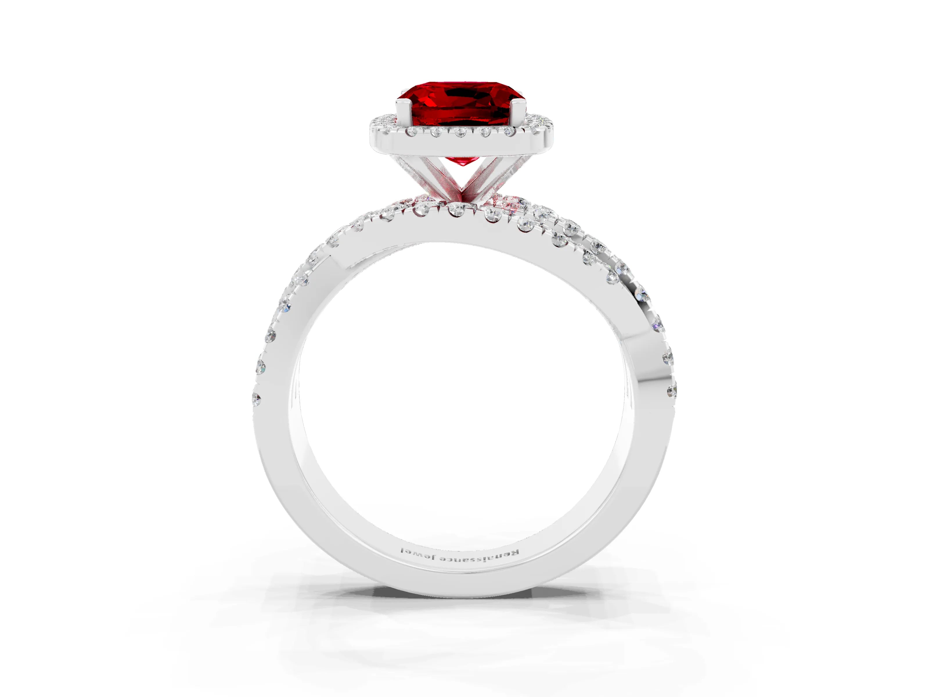 White gold Cushion Cut Cut Halo Split Shank Prong Setting Ring_15