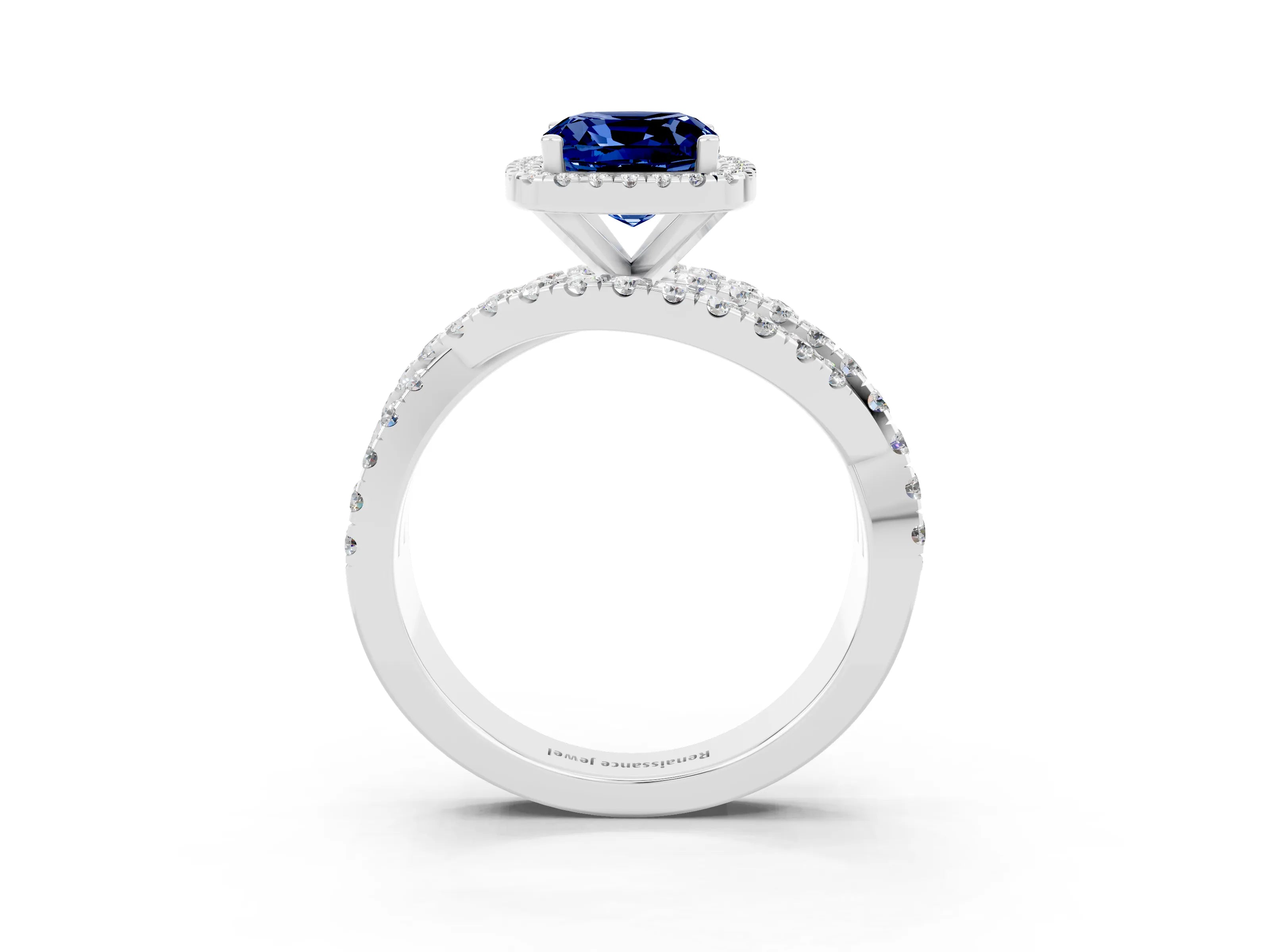 White gold Cushion Cut Cut Halo Split Shank Prong Setting Ring_15