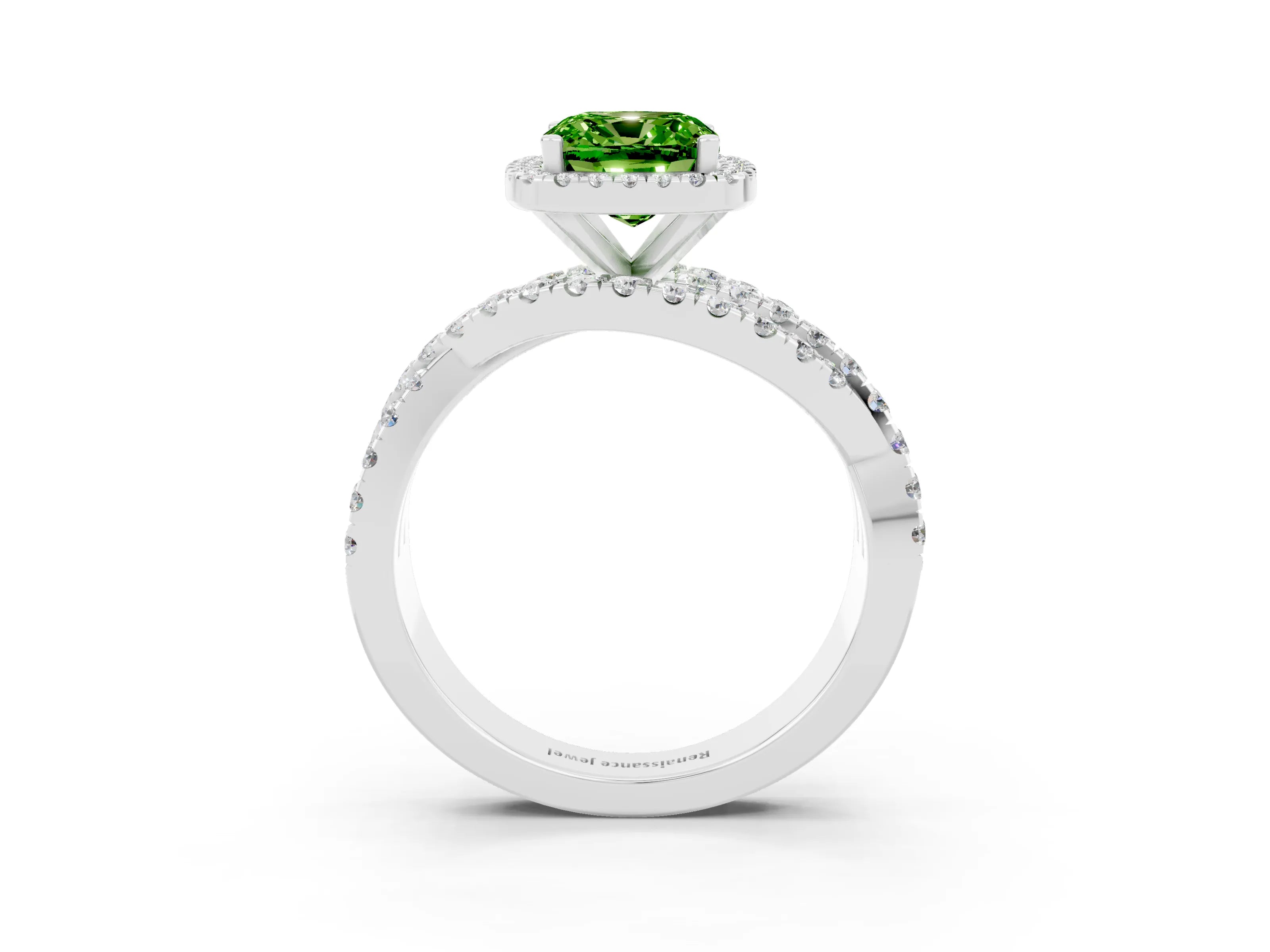 White gold Cushion Cut Cut Halo Split Shank Prong Setting Ring_15