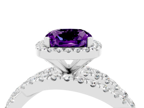 White gold Cushion Cut Cut Halo Split Shank Prong Setting Ring_16