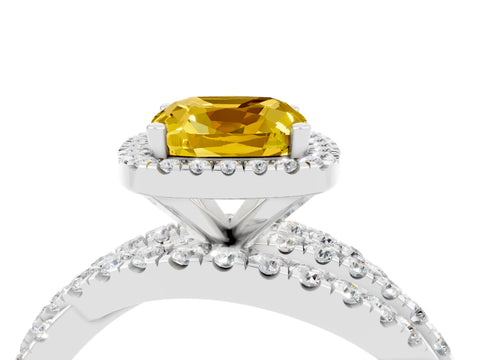 White gold Cushion Cut Cut Halo Split Shank Prong Setting Ring_16