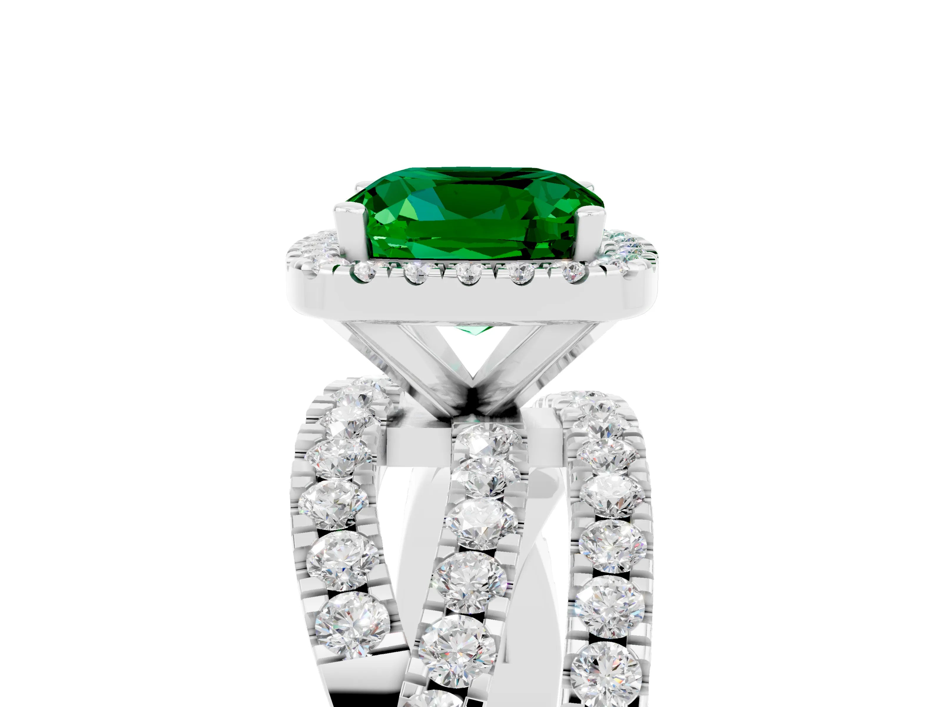 White gold Cushion Cut Cut Halo Split Shank Prong Setting Ring_17