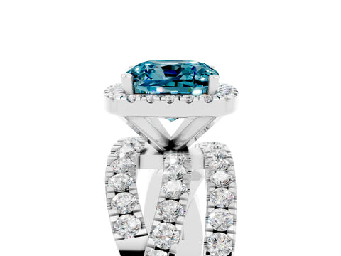 White gold Cushion Cut Cut Halo Split Shank Prong Setting Ring_17