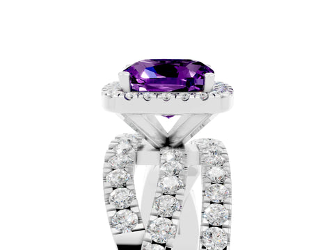 White gold Cushion Cut Cut Halo Split Shank Prong Setting Ring_17