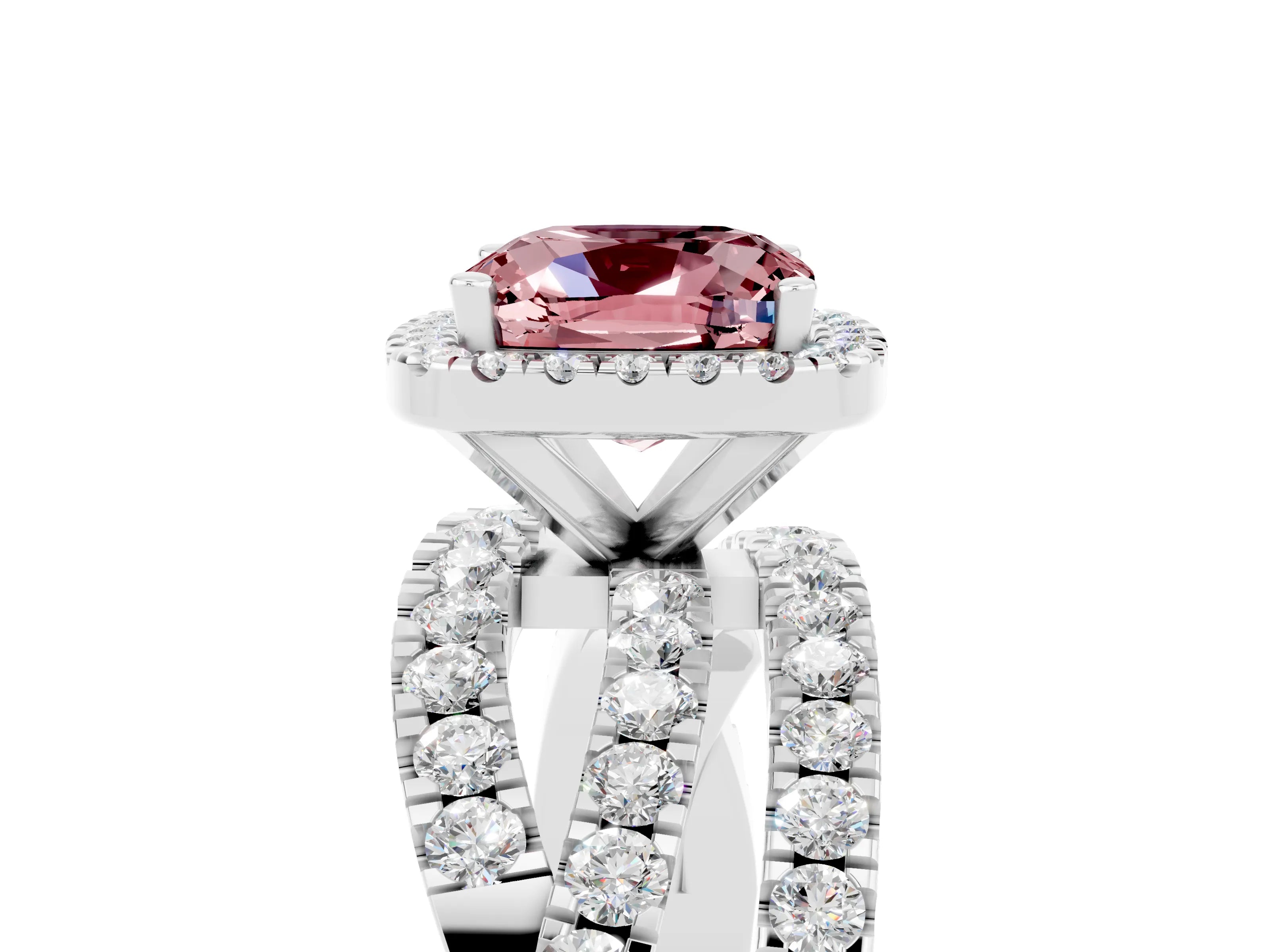White gold Cushion Cut Cut Halo Split Shank Prong Setting Ring_17