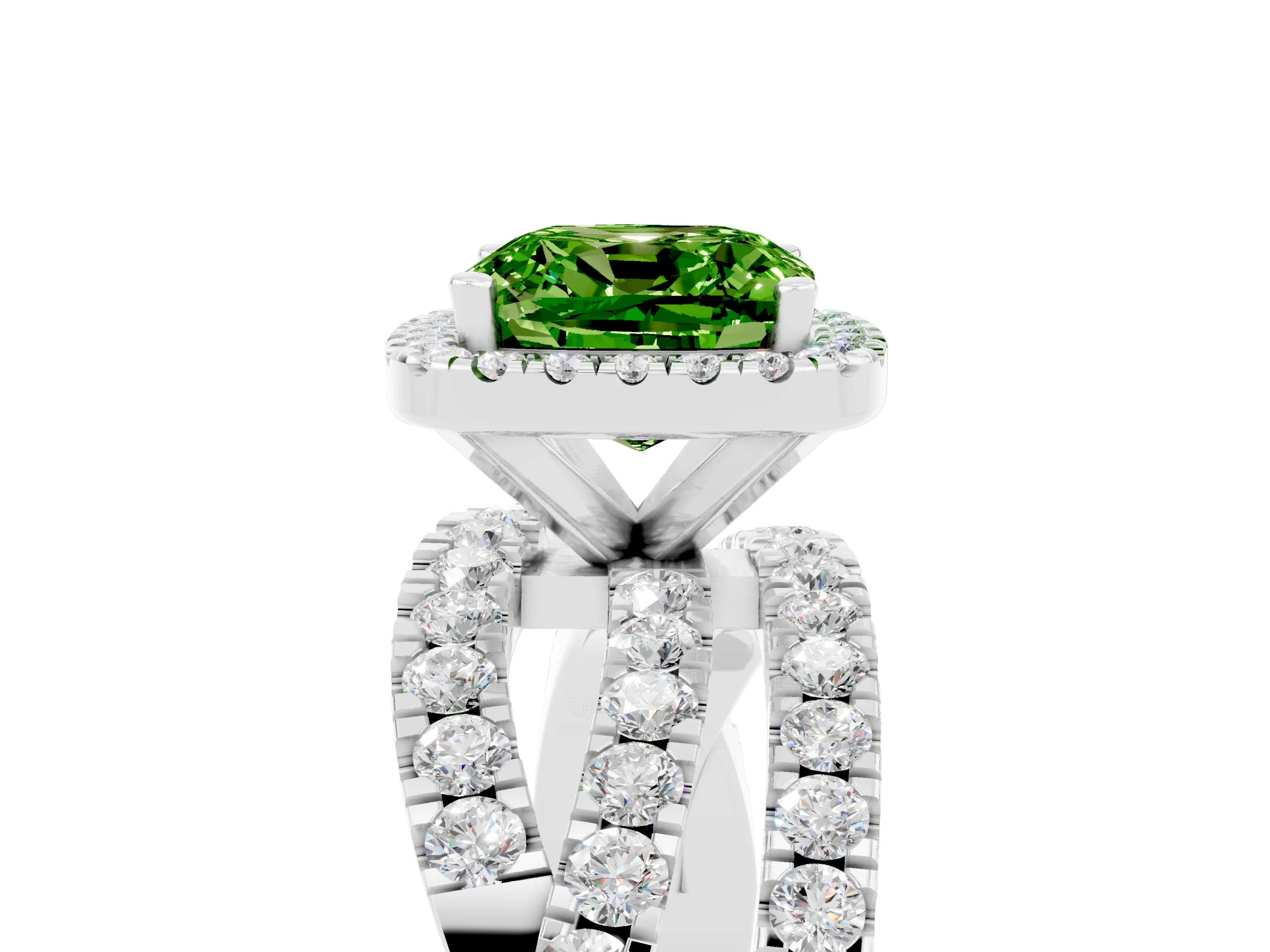 White gold Cushion Cut Cut Halo Split Shank Prong Setting Ring_17