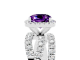 White gold Cushion Cut Cut Halo Split Shank Prong Setting Ring_17
