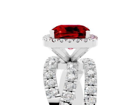 White gold Cushion Cut Cut Halo Split Shank Prong Setting Ring_17