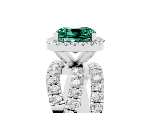 White gold Cushion Cut Cut Halo Split Shank Prong Setting Ring_17