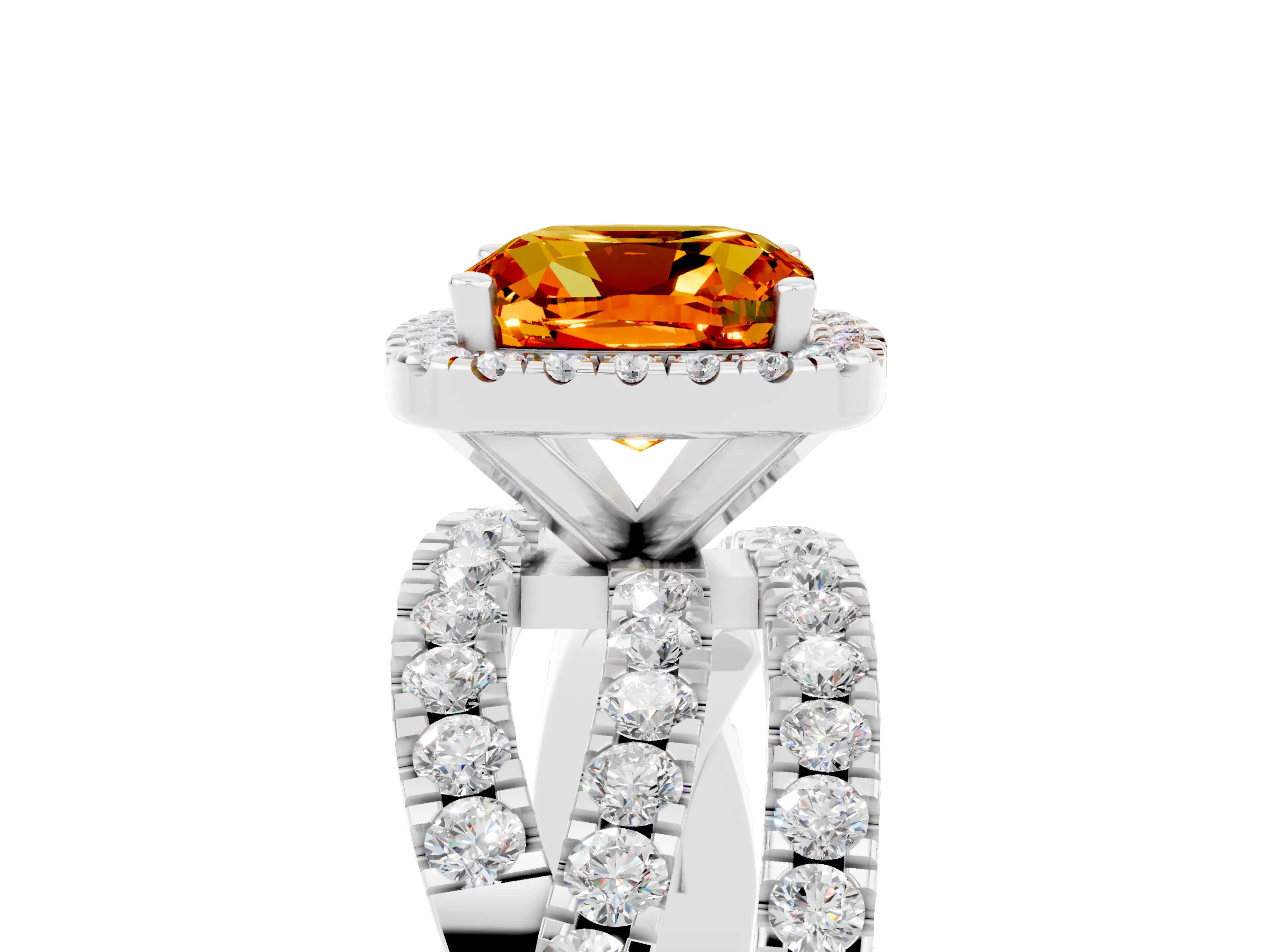 White gold Cushion Cut Cut Halo Split Shank Prong Setting Ring_17