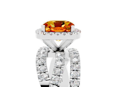 White gold Cushion Cut Cut Halo Split Shank Prong Setting Ring_17