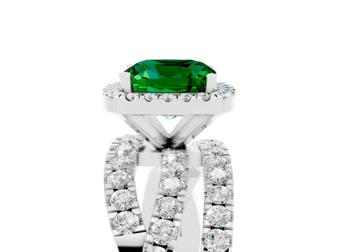 White gold Cushion Cut Cut Halo Split Shank Prong Setting Ring_17