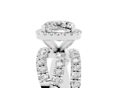 White gold Cushion Cut Cut Halo Split Shank Prong Setting Ring_17