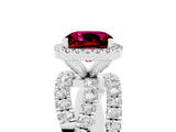 White gold Cushion Cut Cut Halo Split Shank Prong Setting Ring_17