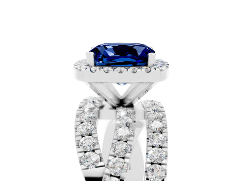 White gold Cushion Cut Cut Halo Split Shank Prong Setting Ring_17