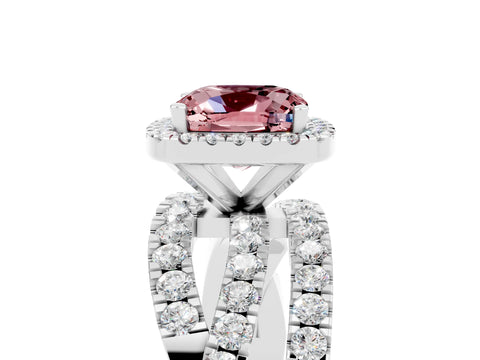 White gold Cushion Cut Cut Halo Split Shank Prong Setting Ring_17