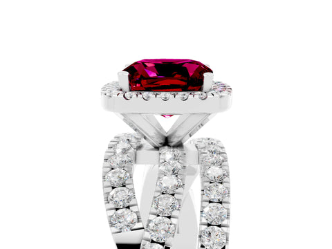 White gold Cushion Cut Cut Halo Split Shank Prong Setting Ring_17