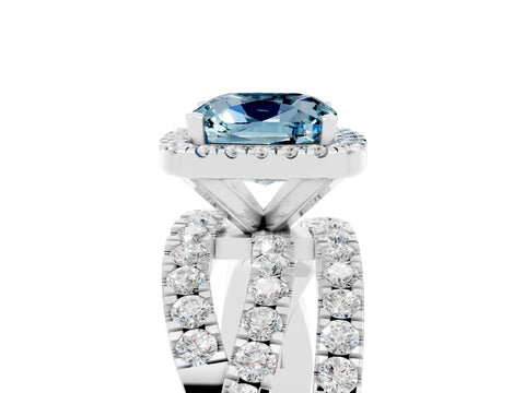 White gold Cushion Cut Cut Halo Split Shank Prong Setting Ring_17