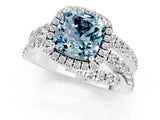 White gold Cushion Cut Cut Halo Split Shank Prong Setting Ring_1