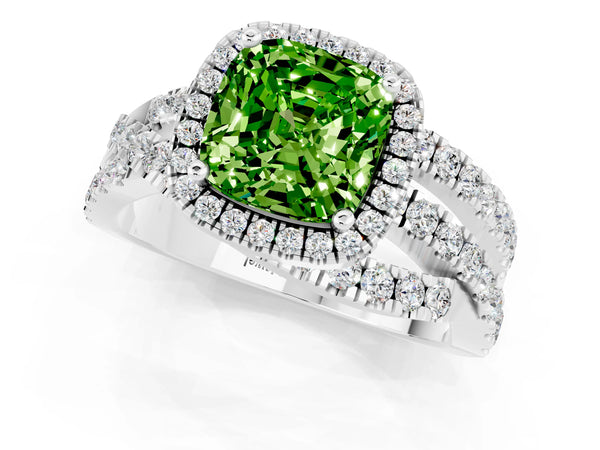 White gold Cushion Cut Cut Halo Split Shank Prong Setting Ring