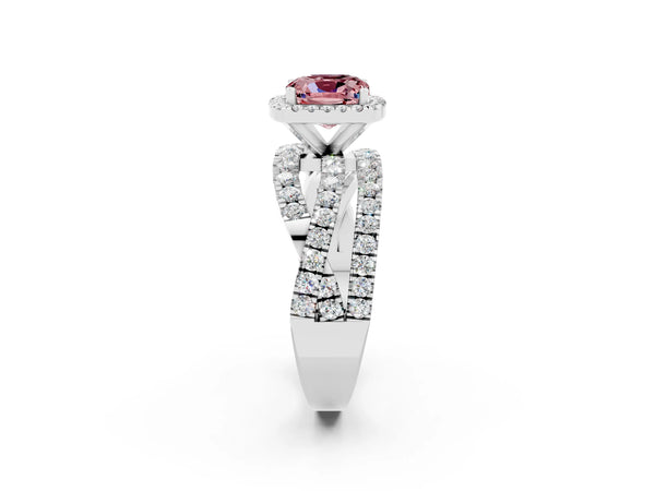 Platinum Cushion Cut Cut Halo Split Shank Prong Setting Ring