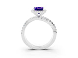 White gold Cushion Cut Cut Halo Split Shank Prong Setting Ring_3