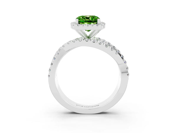 Platinum Cushion Cut Cut Halo Split Shank Prong Setting Ring