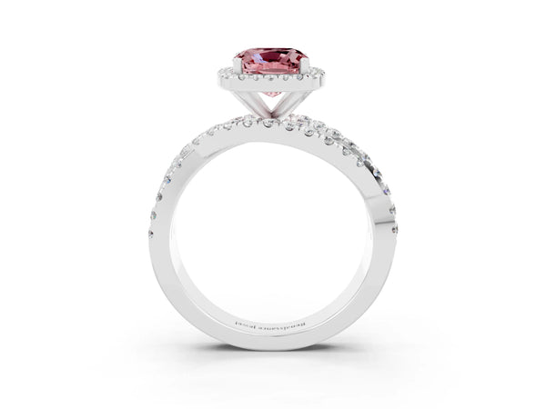 White gold Cushion Cut Cut Halo Split Shank Prong Setting Ring