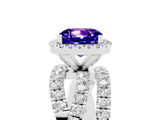 White gold Cushion Cut Cut Halo Split Shank Prong Setting Ring_5