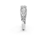 White gold Cushion Cut Cut Milgrain Pave Diamond Engagement Ring with Four-Prong Setting_17