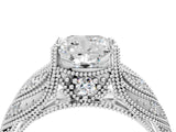 White gold Cushion Cut Cut Milgrain Pave Diamond Engagement Ring with Four-Prong Setting_19