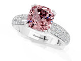 White gold Cushion Cut Cut Pave Diamond Engagement Ring with Channel Set Band and Four-Prong Setting_1