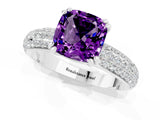 White gold Cushion Cut Cut Pave Diamond Engagement Ring with Channel Set Band and Four-Prong Setting_1